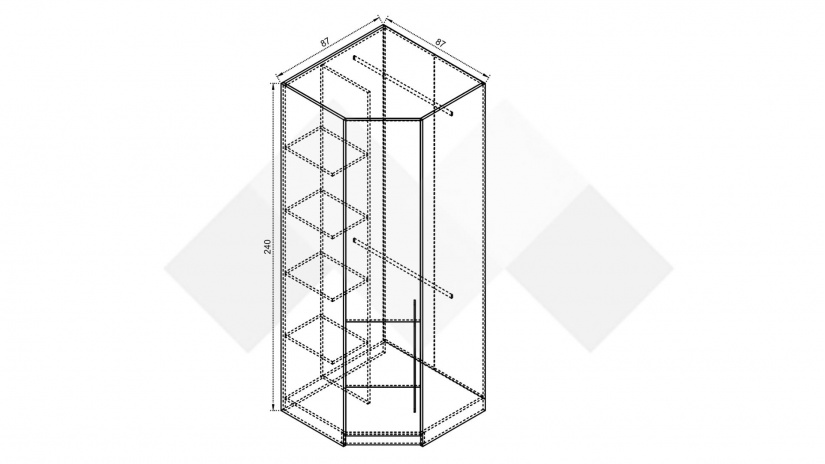 Гардероб Комо ъглови дъб ърбан ойстър с бяло - изглед 2 - МебелМаг Гардероб Комо ъглови дъб ърбан ойстър с бяло - изглед 2