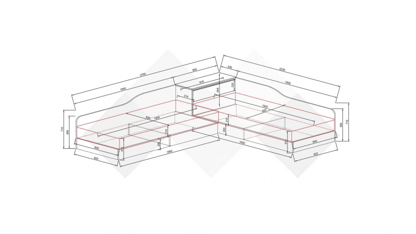 Ъглови легла 82/190 Скай с включени матраци Бонел 82/190 нардо сив - изглед 5 - МебелМаг Ъглови легла 82/190 Скай с включени матраци Бонел 82/190 нардо сив - изглед 5
