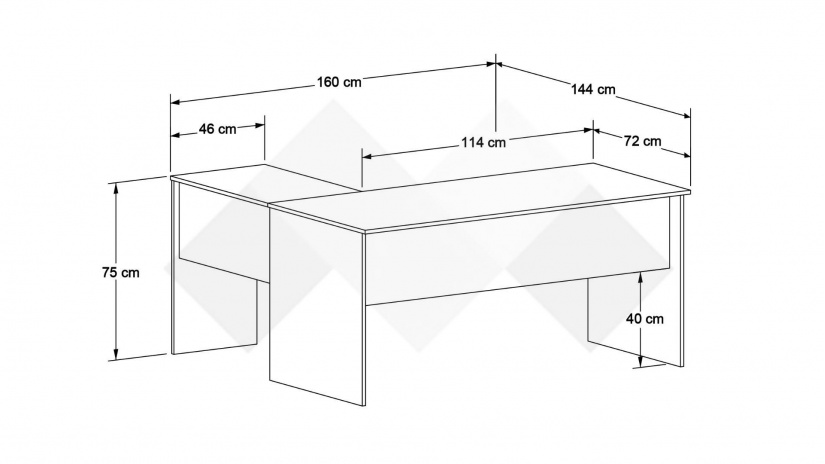 Ъглово бюро Рио орех осло - изглед 3 - МебелМаг Ъглово бюро Рио орех осло - изглед 3