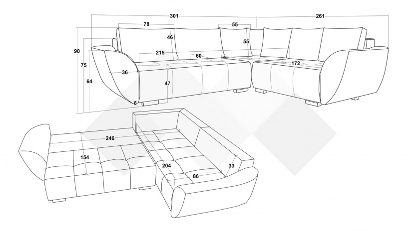 Ъглов диван Сиера с посока зелен - изглед 5 - МебелМаг Ъглов диван Сиера с посока зелен - изглед 5
