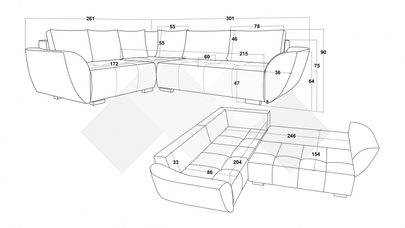Ъглов диван Сиера с посока зелен - изглед 5
