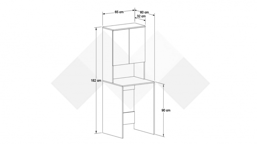 Шкаф за перална машина Тино бяло гладко - изглед 4